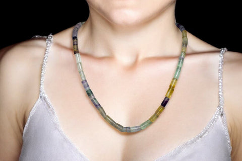 Tubes ~ Rainbow Fluorite Necklace Tubes ~ Rainbow Fluorite Necklace