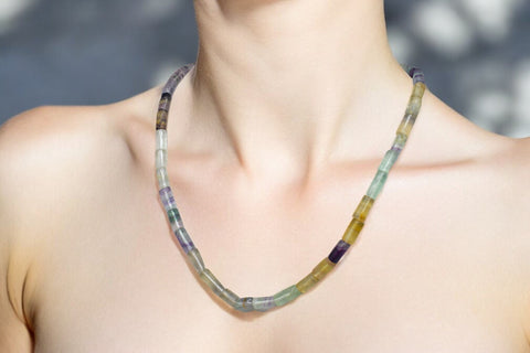 Tubes ~ Rainbow Fluorite Necklace Tubes ~ Rainbow Fluorite Necklace