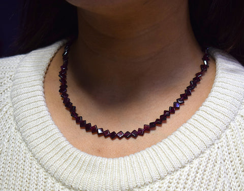Square ~ Garnet Beads Necklace Square ~ Garnet Beads Necklace