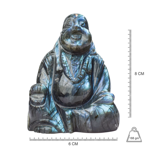 Laughing Buddha In Labradorite crystal Laughing Buddha In Labradorite crystal