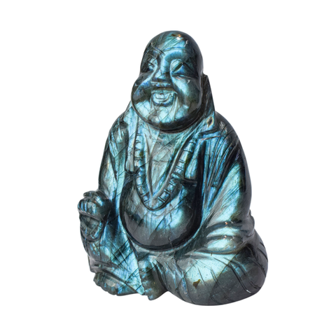 Laughing Buddha In Labradorite crystal Laughing Buddha In Labradorite crystal