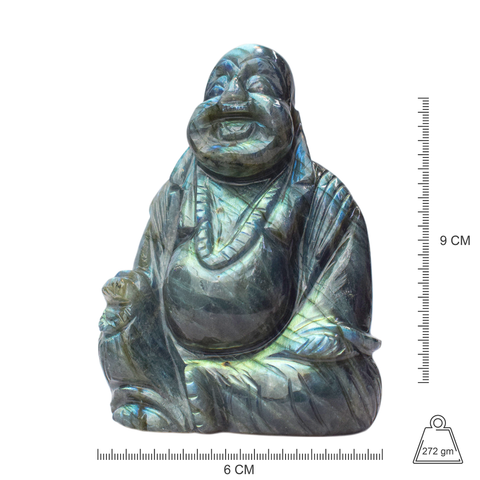 Laughing Buddha In Labradorite crystal Laughing Buddha In Labradorite crystal