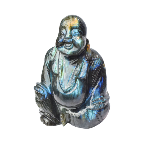 Laughing Buddha In Labradorite crystal Laughing Buddha In Labradorite crystal