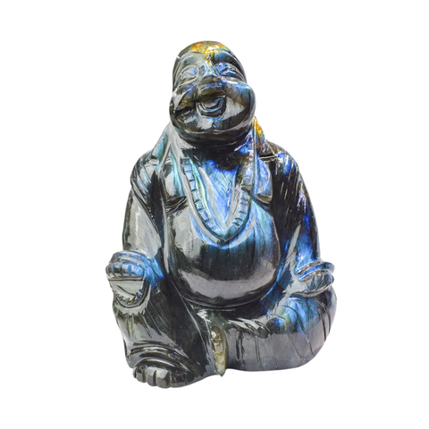 Laughing Buddha In Labradorite crystal Laughing Buddha In Labradorite crystal