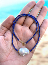 Baroque Pearl Necklace with Lapis Lazuli
