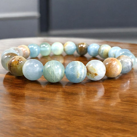 Blue Argentina Lemurian Aquatine Calcite Bracelet Blue Argentina Lemurian Aquatine Calcite Bracelet