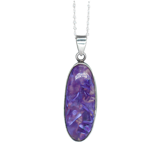 Charoite Pure Silver Necklace ( AAA grade ) 1080