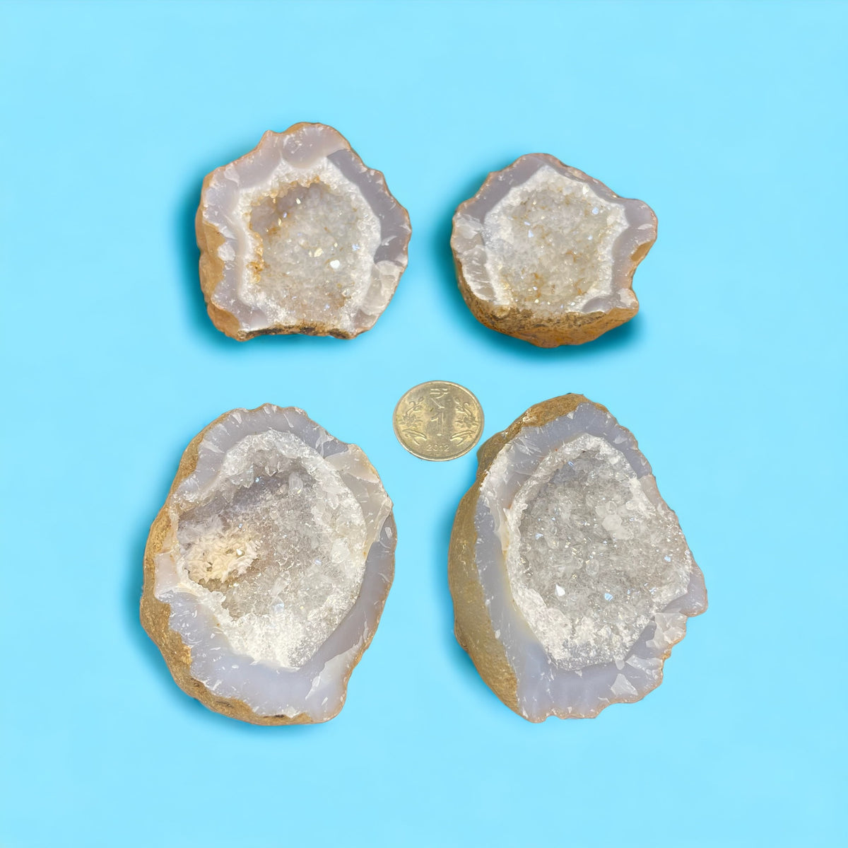 Wish caves Clear Quartz Geode Pair