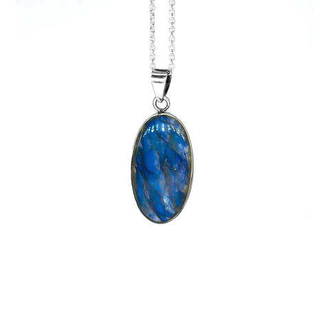 Dragon's heart Labradorite Pure Silver Necklace  AAA Grade