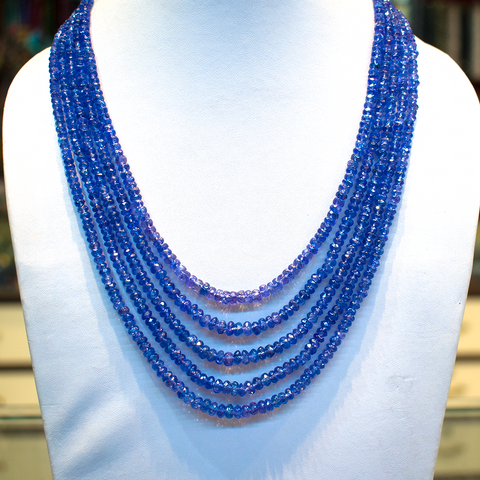 Tanzanite Necklace Rondelle beads ( AAA Grade )