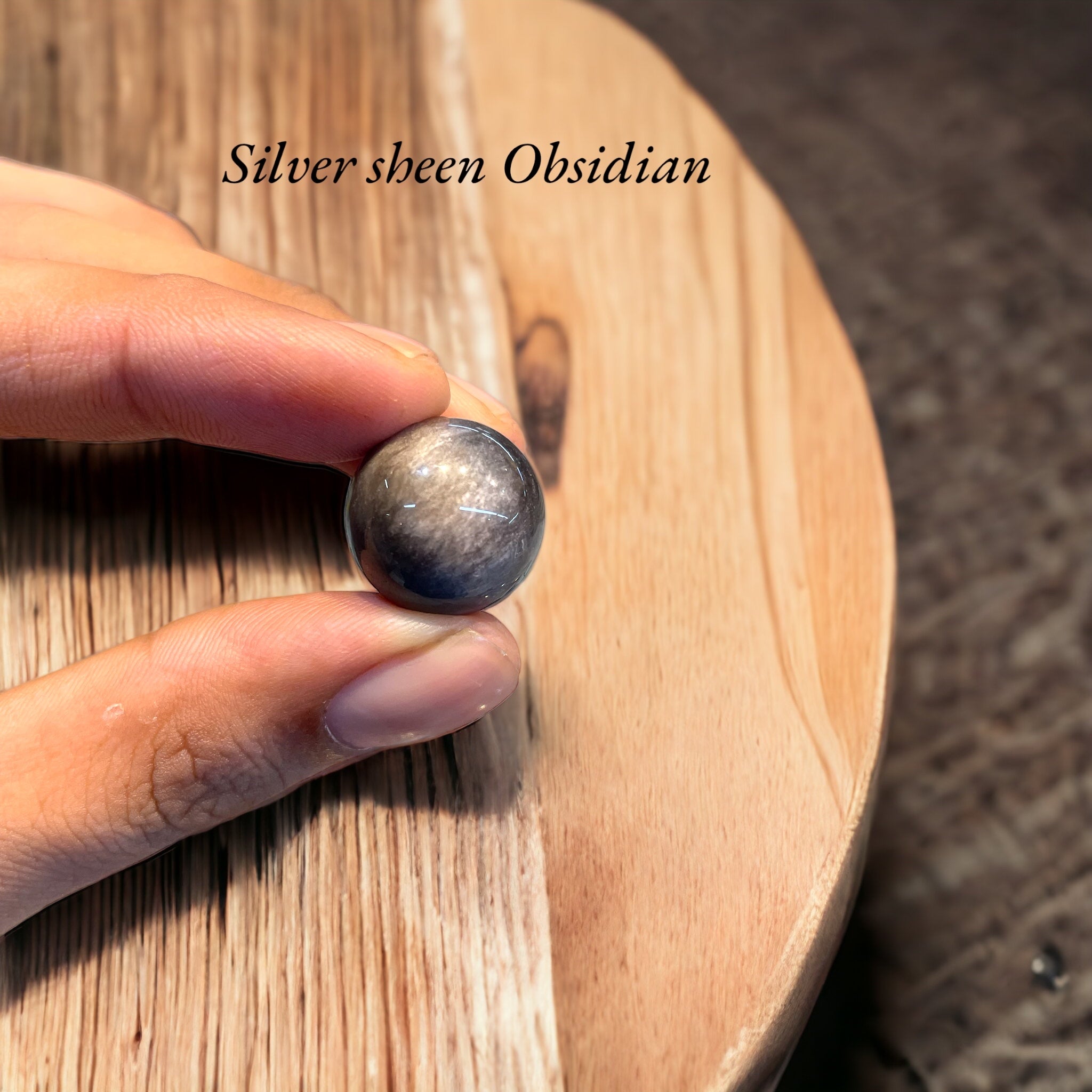 Silver sheen obsidian Sphere