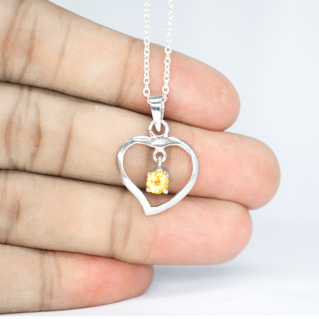 The Heart Of Citrine Necklace Sterling Silver 925