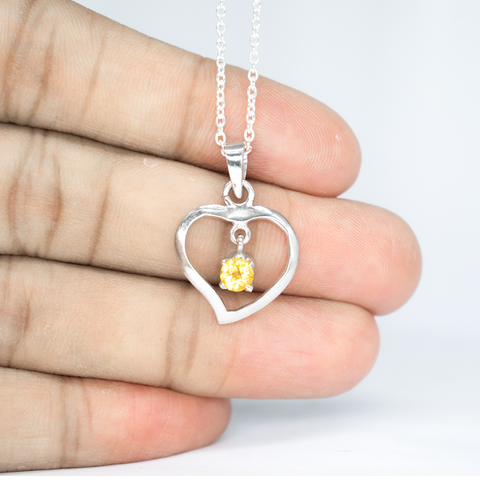 The Heart Of Citrine Necklace Sterling Silver 925