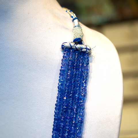 Tanzanite Necklace Rondelle beads ( AAA Grade )