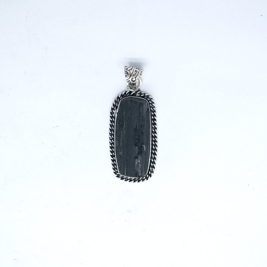 Black tourmaline German Silver Pendant 1080