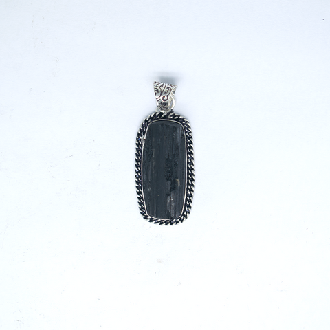 Black tourmaline German Silver Pendant