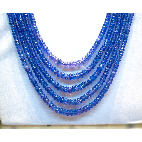 Tanzanite Necklace Rondelle beads ( AAA Grade )