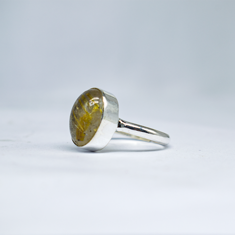 Golden rutile German Silver ring