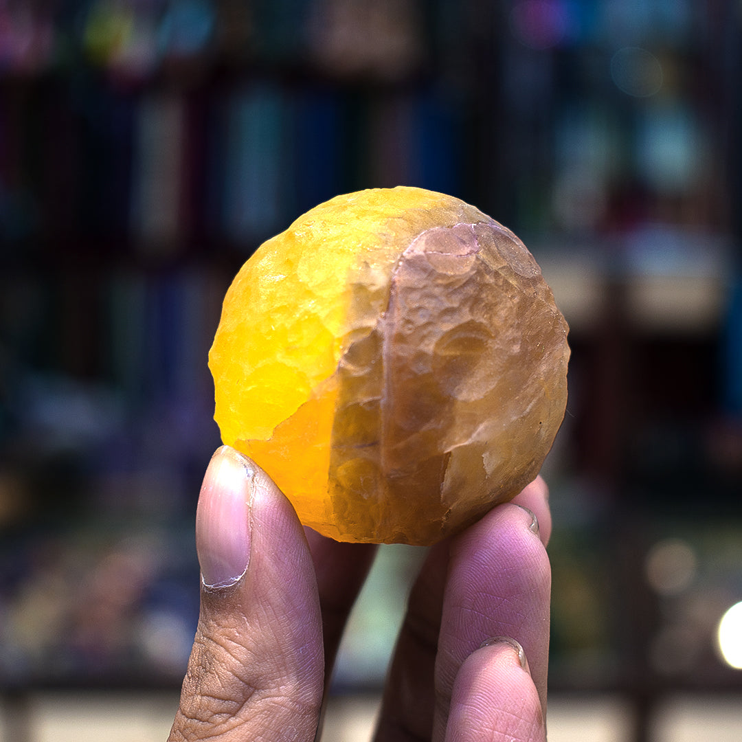Yellow Fluorite Moon Shape Sphere