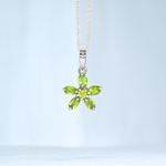 Peridot Flower Necklace Sterling Silver 925