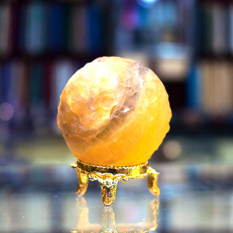 Yellow Fluorite Moon Shape Sphere