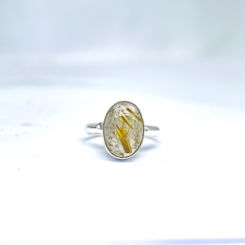Golden rutile German Silver ring