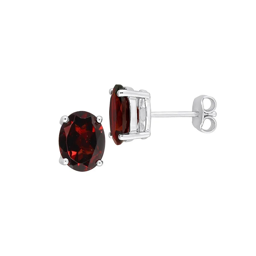 Garnet Silver Studs