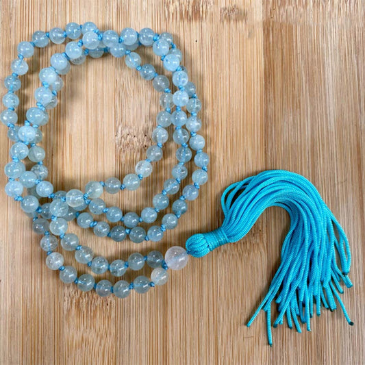 Aquamarine jaap Mala (The Stone of Courage and Everlasting Youth) 1080