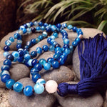 Blue onyx jaap mala, 108 beads for meditation – Gift Palace India