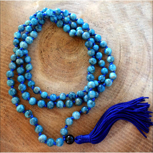 Blue Apatite Jaap Mala (The Stone of Manifestation) 1080
