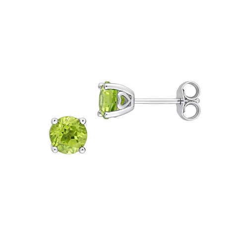 Peridot Round Silver Studs