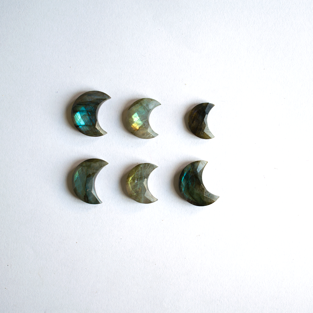 Labradorite faceted raw moons