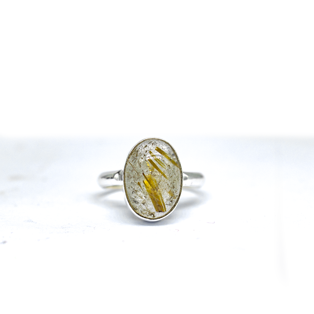 Golden rutile German Silver ring