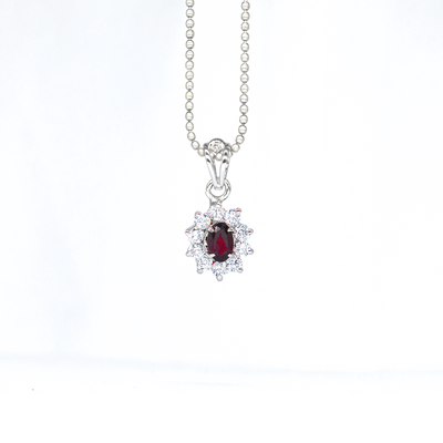 Garnet Pendant Sterling Silver