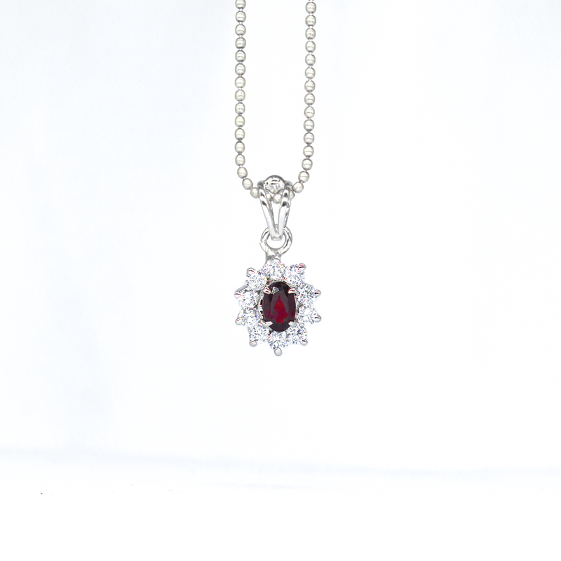 Garnet Pendant Sterling Silver