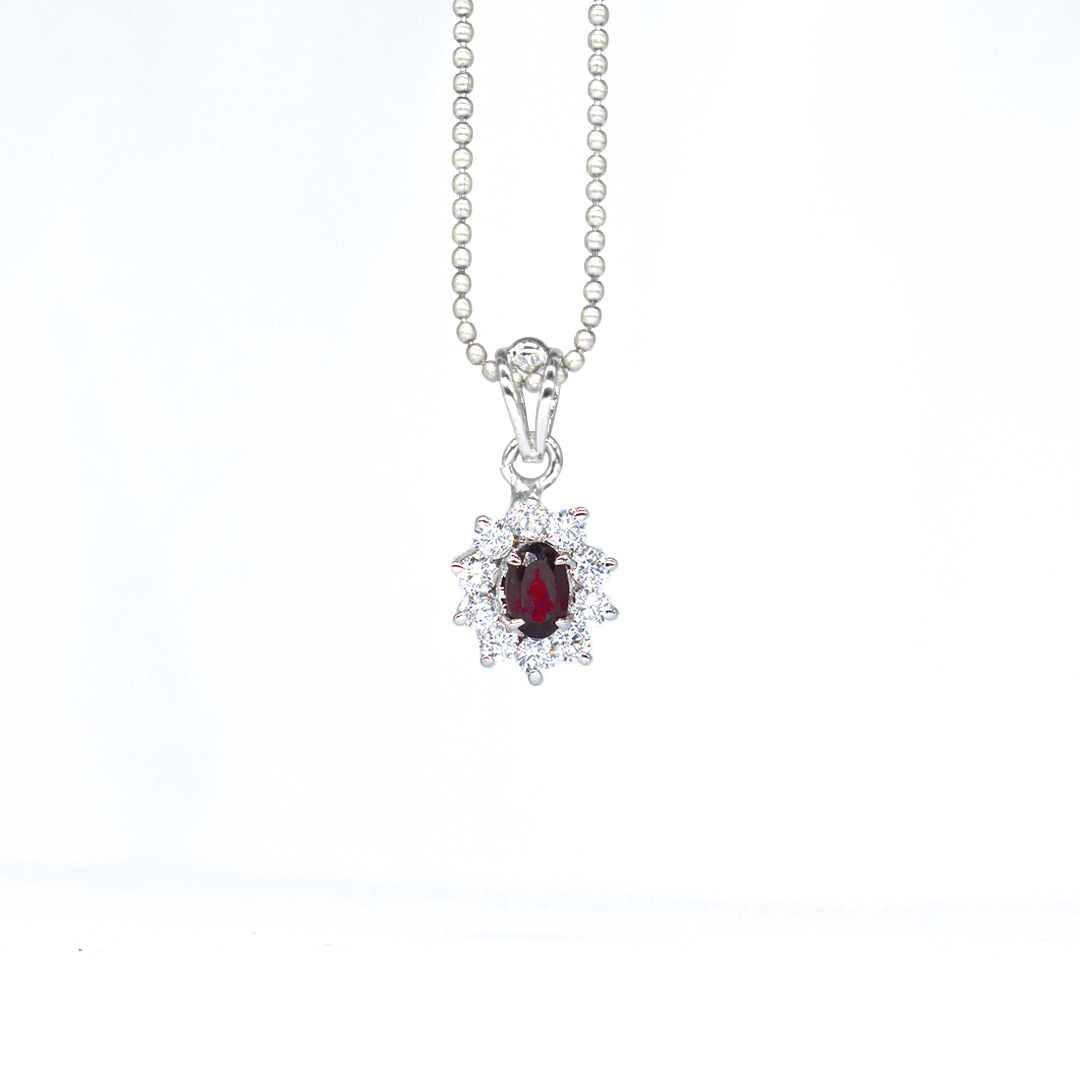 Garnet Pendant Sterling Silver