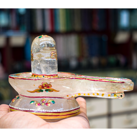 Clear Quartz Shivling Sphatik shivling 565 Grams