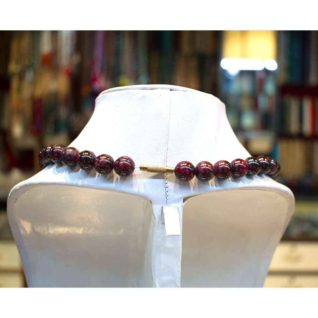 Natural Garnet Round 10 mm Beads Necklace 18 inches