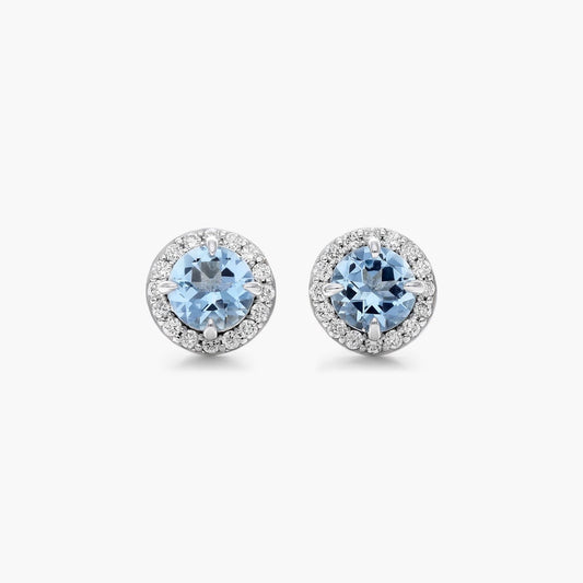 Blue Topaz - Diamond Earrings 1600