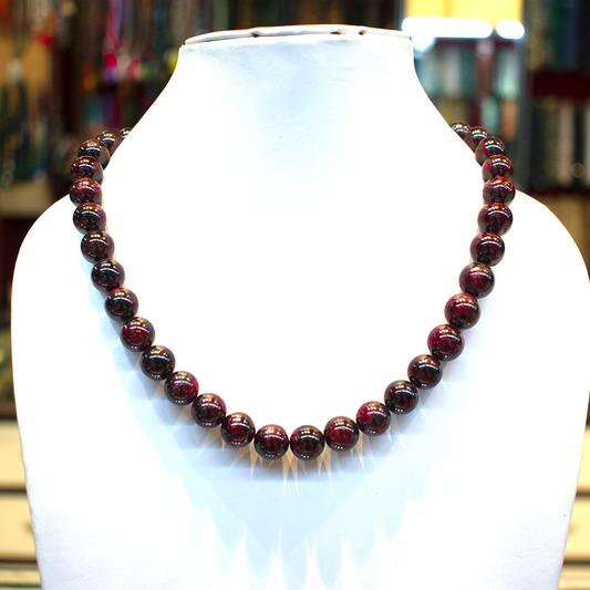 Natural Garnet Round 10 mm Beads Necklace 18 inches 1080