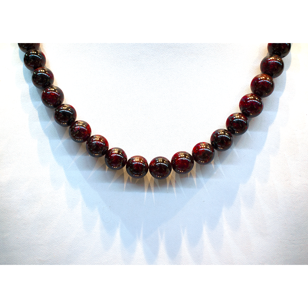 Natural Garnet Round 10 mm Beads Necklace 18 inches