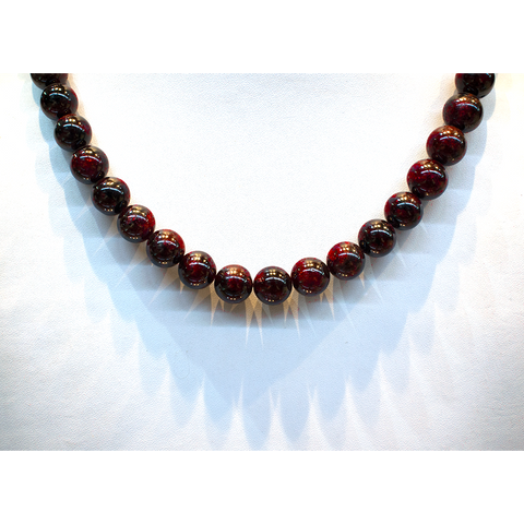 Natural Garnet Round 10 mm Beads Necklace 18 inches