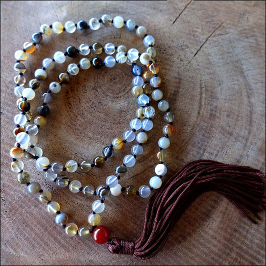Botswana Agate Jaap Mala (The Stone of Solutions / Protection and Stability) 1080