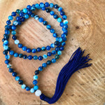 Blue onyx mala beads, close-up – Gift Palace India