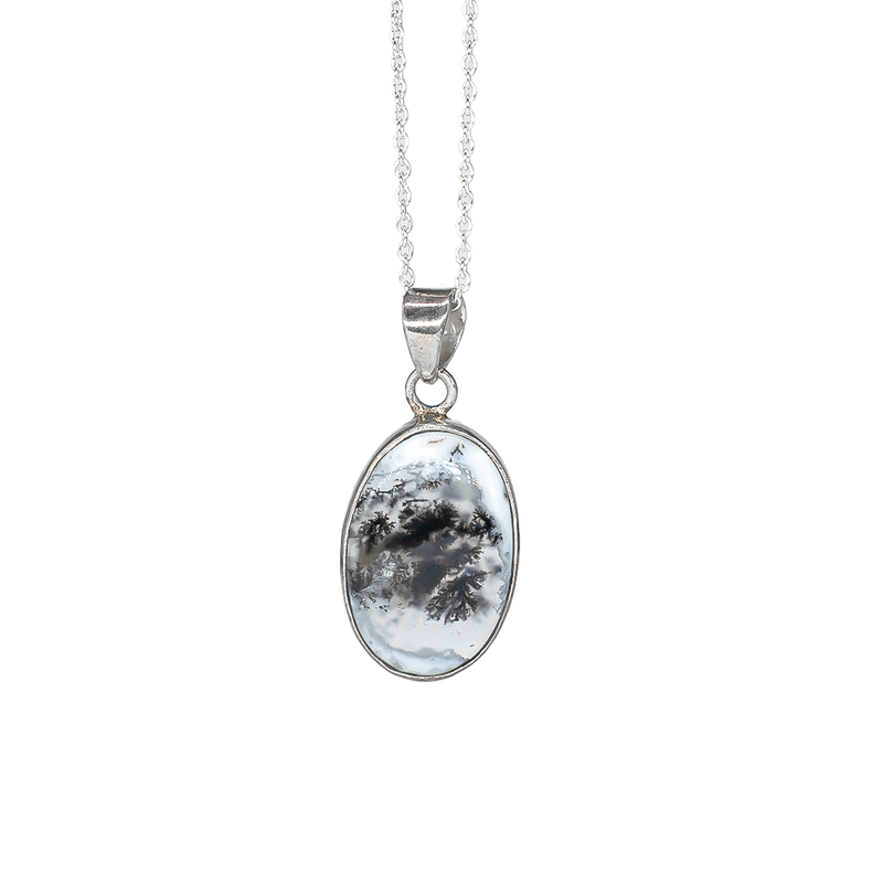 Merlinite Sterling Silver 925 Necklace (Dendritic Opal)