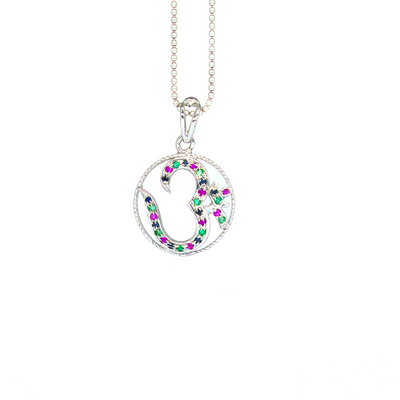 OM Silver Pendant Rubies, emeralds & sapphire