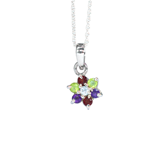 The Mini Flower Multi Gemstone Necklace 1080