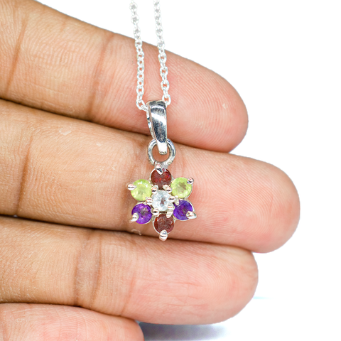 The Mini Flower Multi Gemstone Necklace
