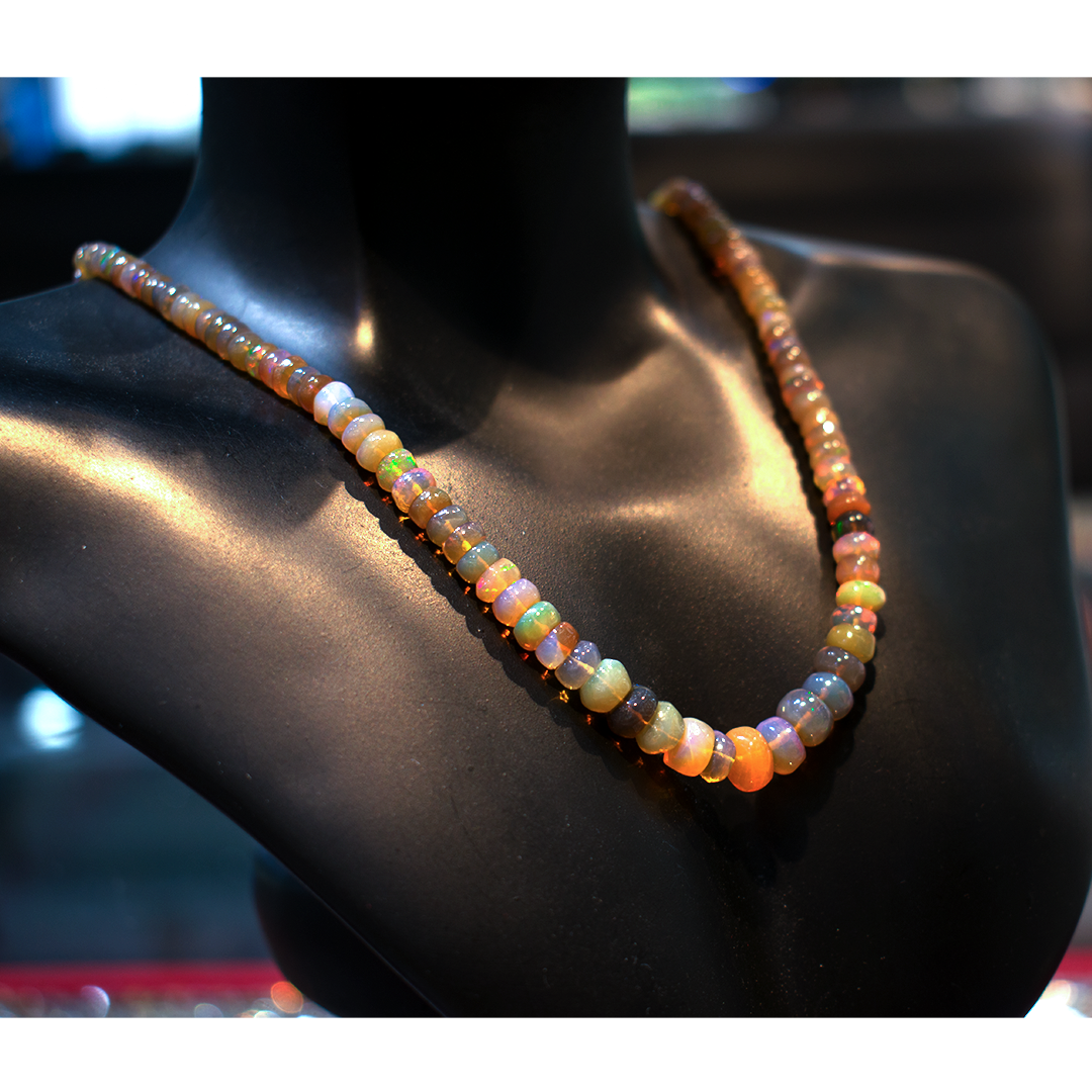 Brown Fire Opal Necklace ( Rare Piece ) 16 Inch