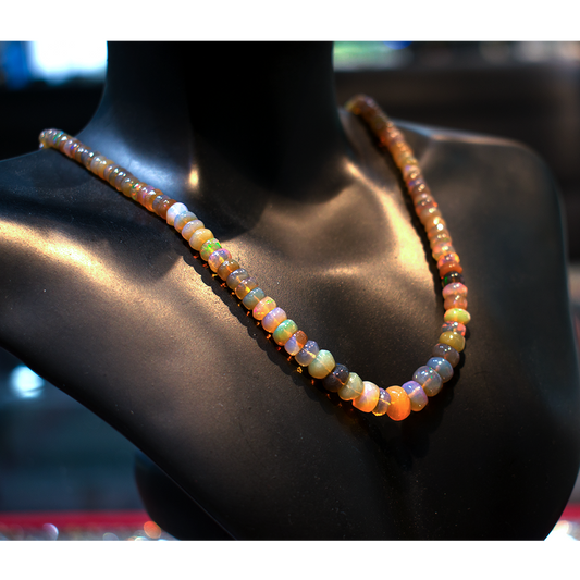 Brown Fire Opal Necklace ( Rare Piece ) 16 Inch 1080